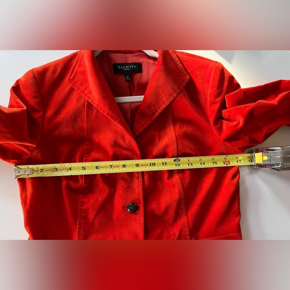Women’s Talbots Blazer Burnt Orange Velvet Lined Jacket with Leather Buttons 6P - Picture 8 of 10